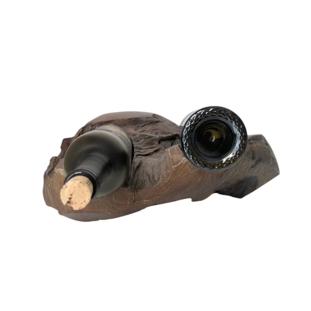 Natural Hand Carved Root Wood Wine Bottle Holders Live Edge Bottle Stand